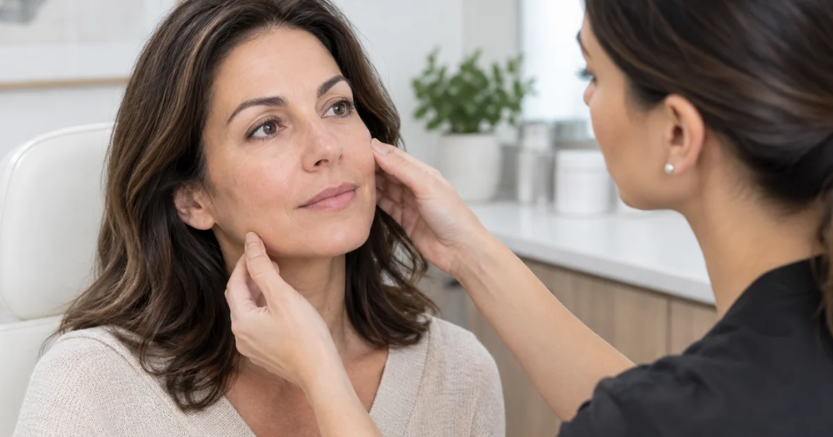 Facial volume restoration consultation with an aesthetic provider
